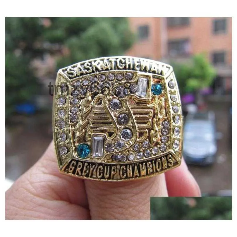 1989 Saskatchewan Roughriders the Grey Cup Championship Ring with Wooden Box Men Fan Souvenir Gift Wholesale Drop Delivery Dhkle LUVP