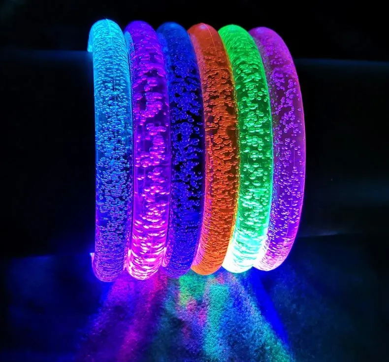 LED Glow Sticks Bracelet Anklet Light Up Party Favors Flashing Bubble Clear Bangle Birthday Carnival Wedding Atmosphere Supplies Halloween Decorations