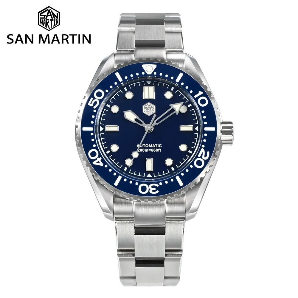 Смотреть San Martin Men Watch 41,5 мм дайвер эмалевой циферблат