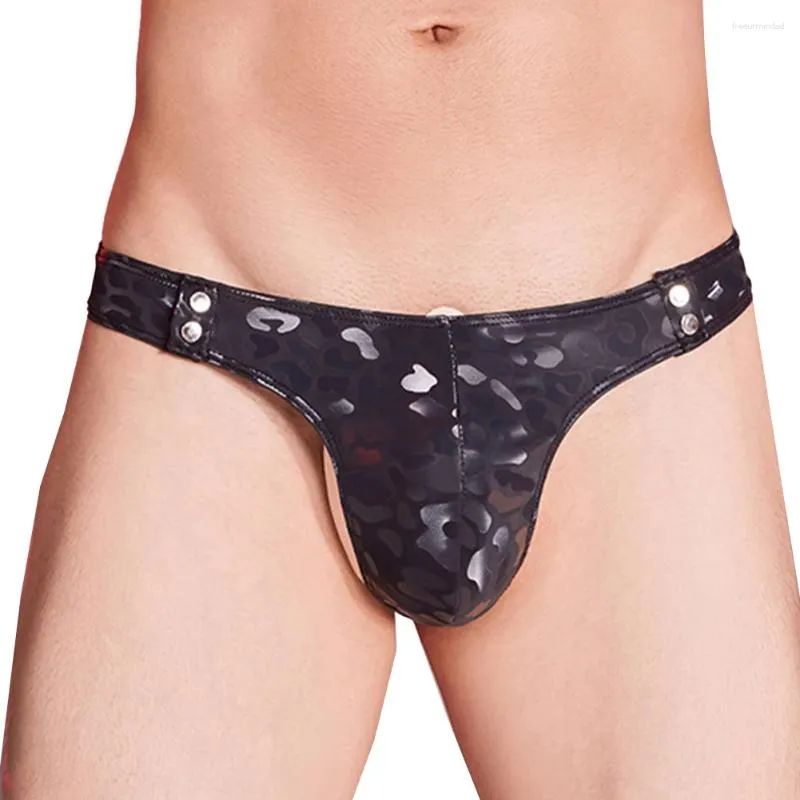 Mutande Rimovibili Peni Pouch Intimo Uomo Slip leopardati Mutandine sexy Rigonfiamento G-String Perizoma Vita bassa T-Back Esotico