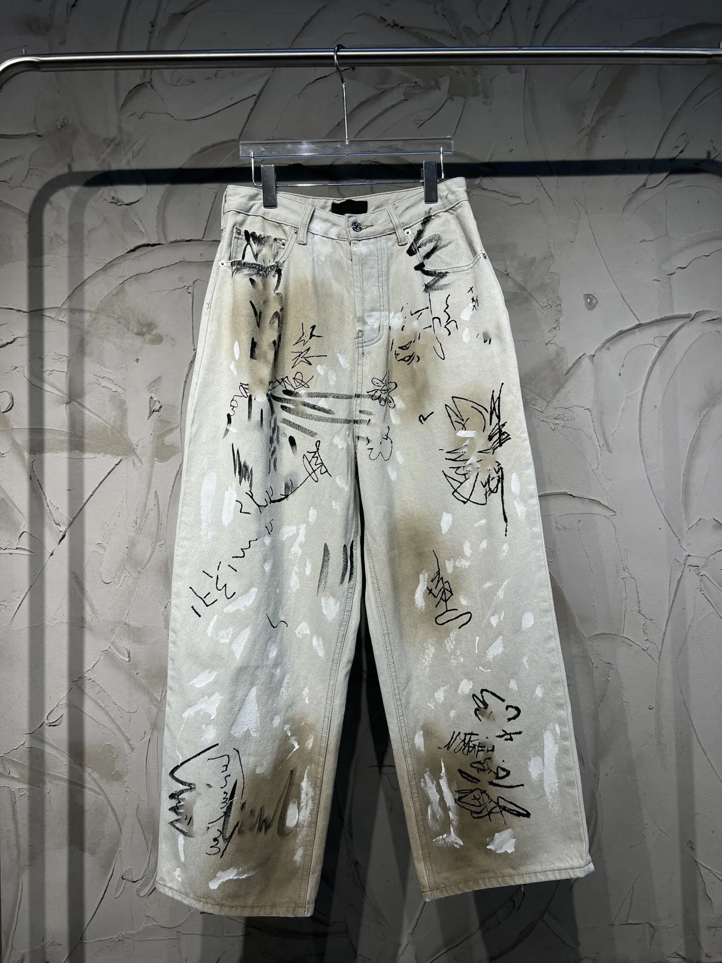 Jeans originali Bale Jeans larghi casual da uomo oversize lavati vecchi graffiti stampati Jeans a gamba larga Pantaloni larghi da uomo