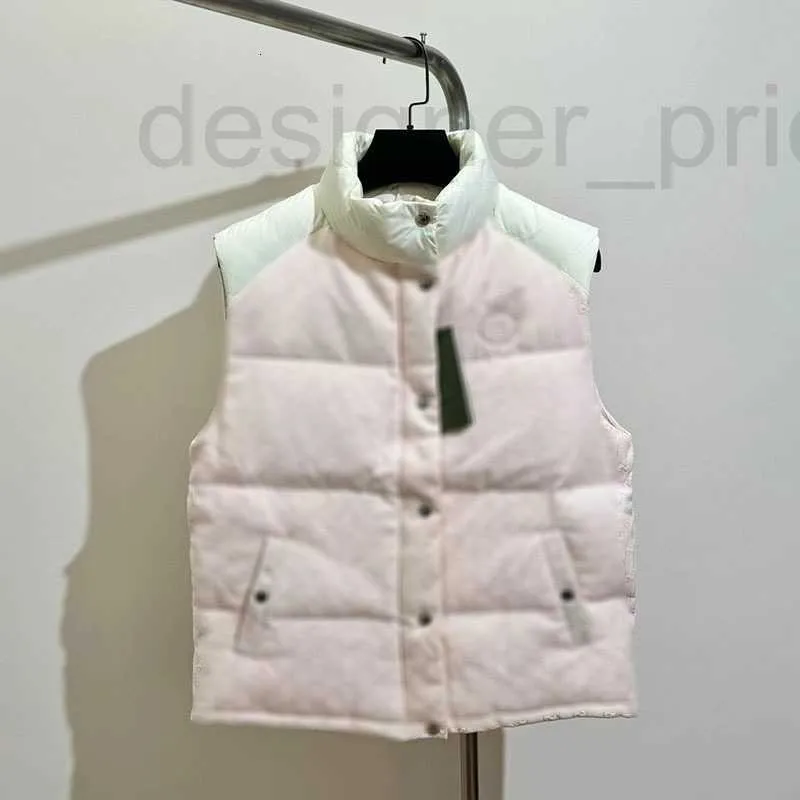 Kvinnors västar designer Autumn/vinter kontrasterande lädermärke Down Vest Glne