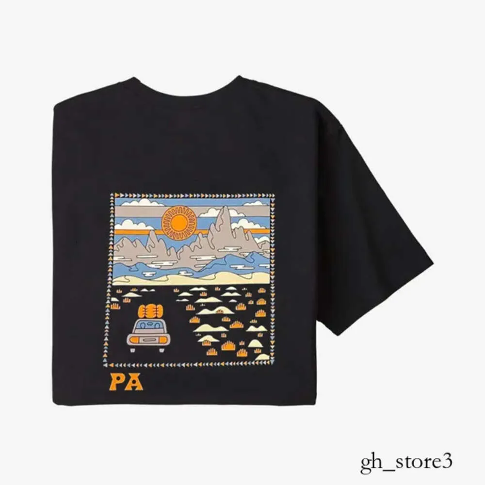 Patagon Mens T-shirts Designer Luxurys Pata T-shirt American Retro Outdoor Bata Back Sunset Printing Fast Drying Cotton Couple Fashion Pata Tshirt 326