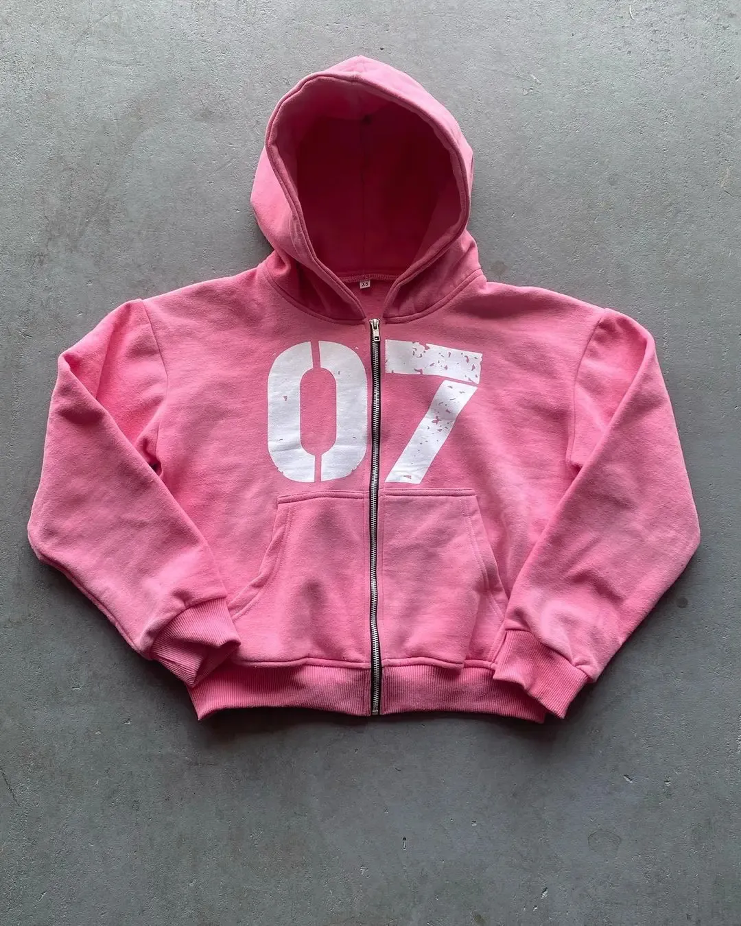 Rosa grunge överdimensionerade sweatshirt zip up hoodie brev tryck hoodies kvinnor goth y2k topps harajuku streetwear kläder 240125