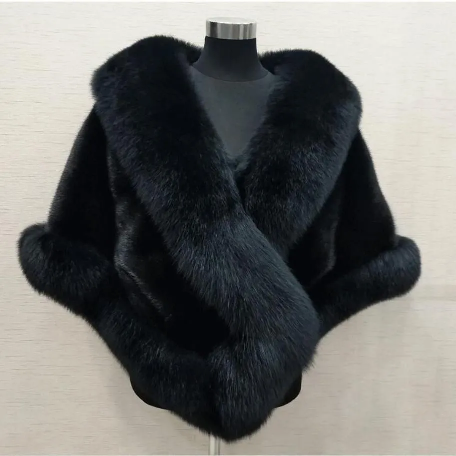 Winter 2019 Super Big long fox faux fur bridal Wraps evening dress shawl Cloak scarf For female Party Prom Cocktail In Stock219q