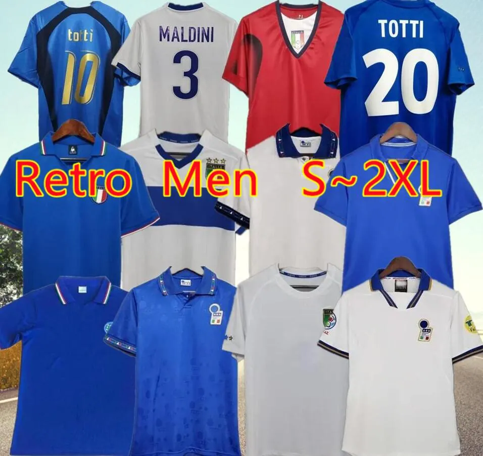 Totti Italys Retro Soccer Jersey 1990 1996 1998 2000 1982 Home Home 1994 Maldini Baggio Donadoni Schillaci Totti Del Piero 2006 Pirlo Inzaghi Buffon