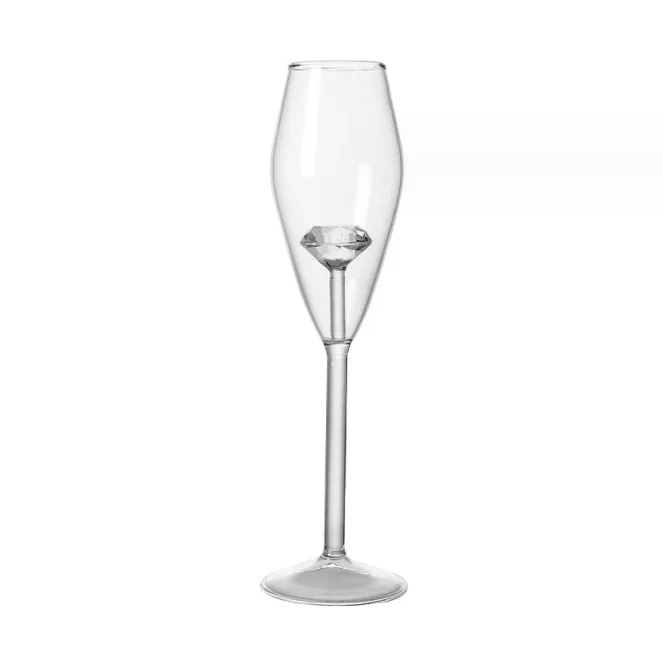 Creative 3D Clear Diamond Rose Glass Build-In Red White Wine Glasses Cup Elegant Champagne Flute Goblets Hushållens gåvor