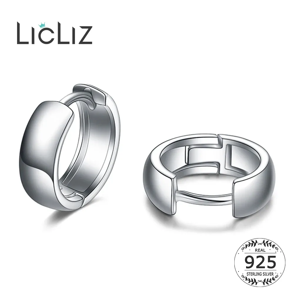 Orecchini LicLiz Orecchini a cerchio tondo piccolo Orecchini a cerchio in argento sterling 925 per donna Gioielli in oro bianco Brincos Trendy LE0264