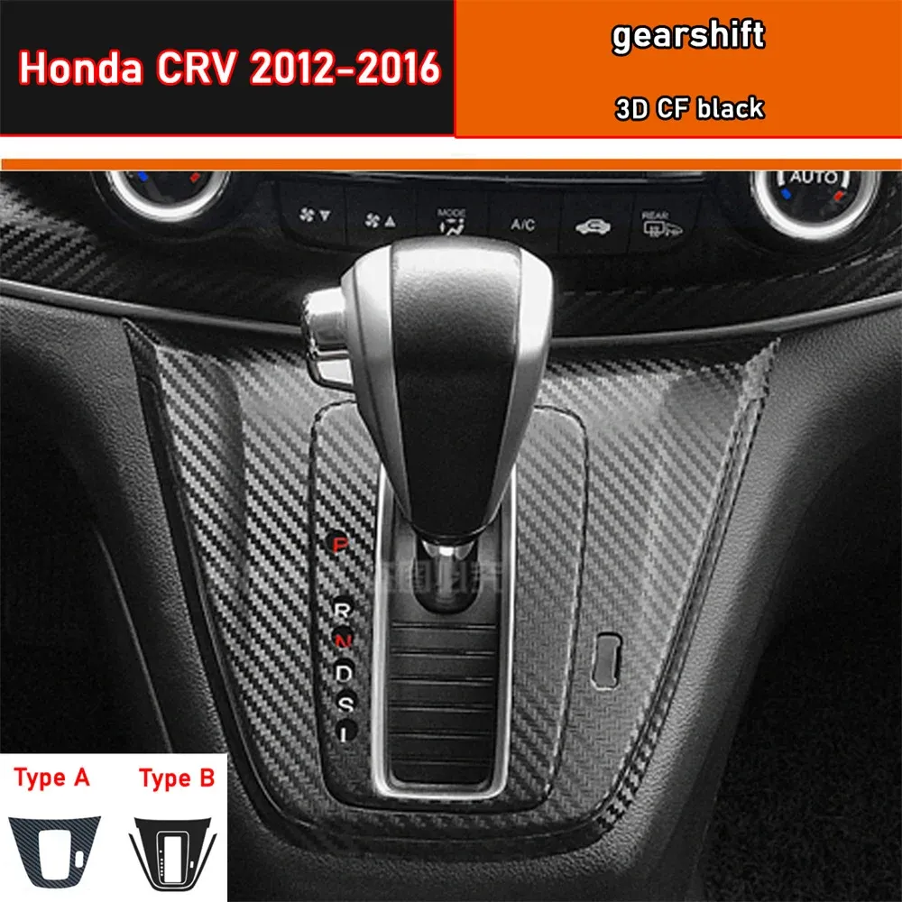 Auto-Innenaufkleber, Getriebe-Schutzfolie, Honda CRV 2012–2016, Auto-Schalttafel-Aufkleber, Kohlefaser, Schwarz