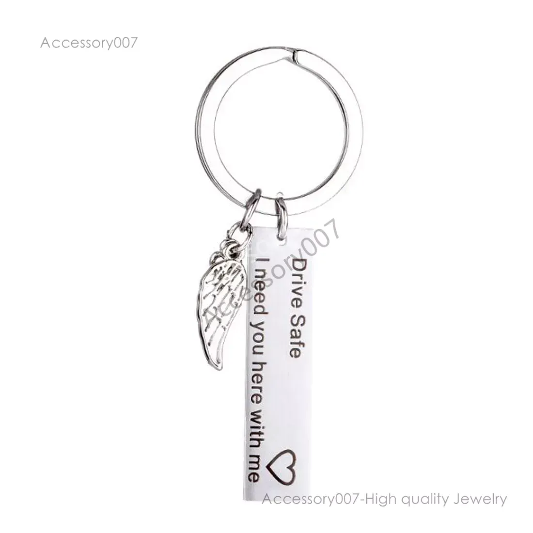 desigenr Jewelry Porte-clés Drive Safe Wing I Need You Here with Me Trucker Cadeaux pour mari, papa, petit ami, meilleur ami, cadeaux JU9V