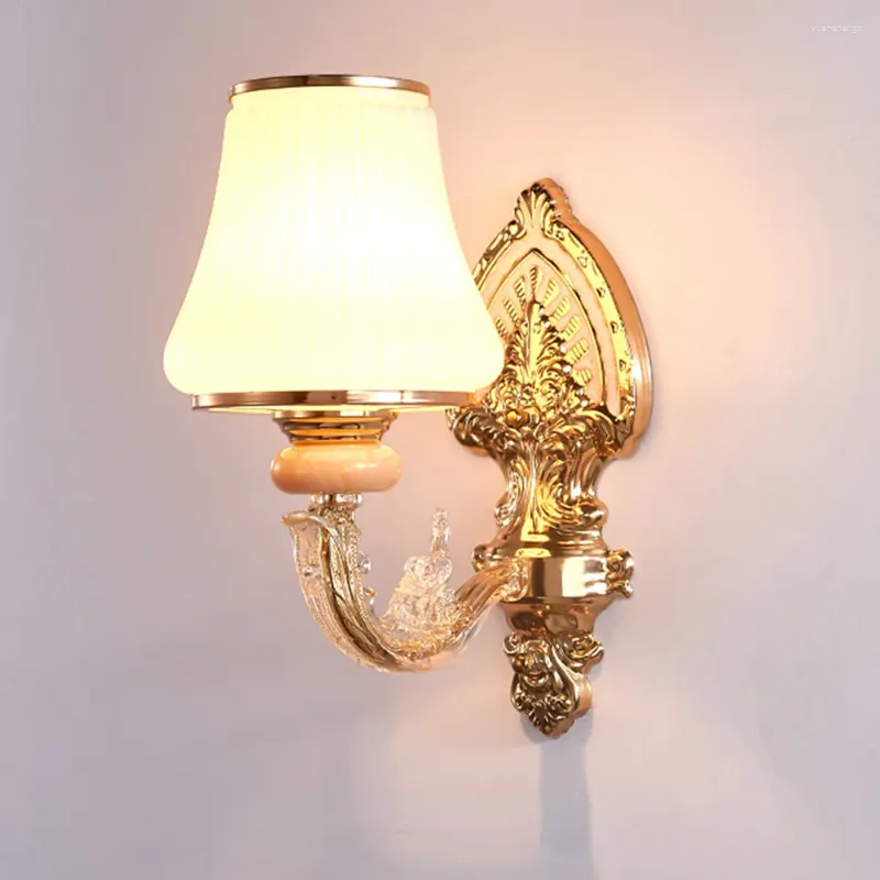 Wall Lamps Lamp Room Corridor Stair Light European Petal Bedside Gold Single-Head TVBackground Bedroom Living