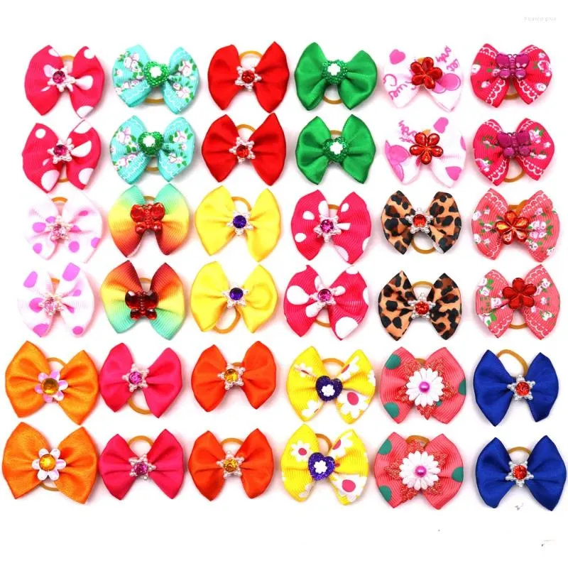 Dog Apparel Grooming Hair Bows Mix Colours Small Accessories Rubber Bands Pet Headwear Supplies