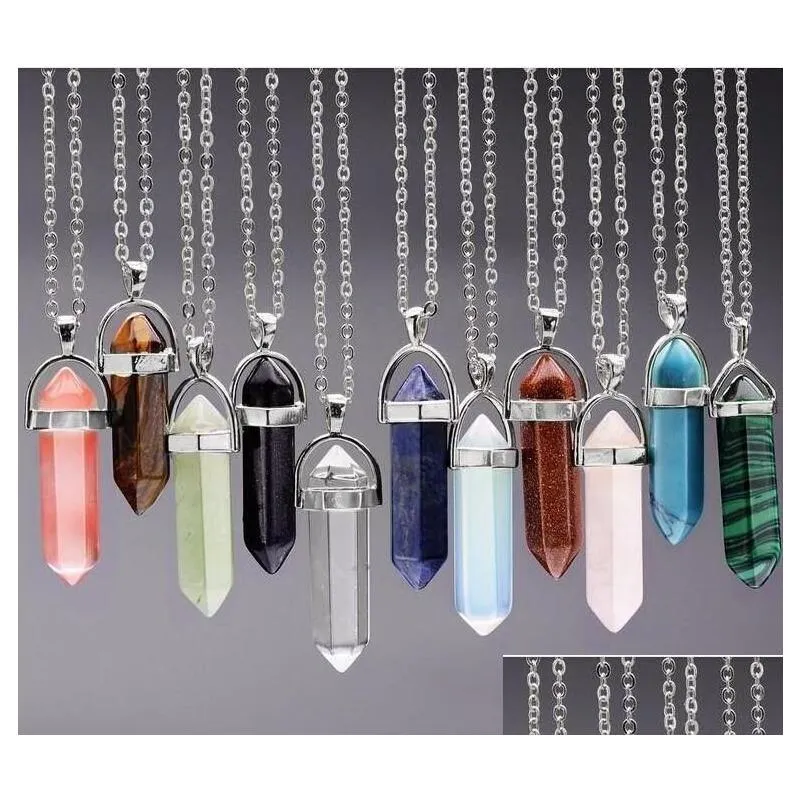 Hanger Kettingen Hanger Ketting Kristallen Amethist Rozenkwarts Kraal Chakra Healing Point Vrouwen Mannen Natuursteen Hangers Leer Ne Dhzjh