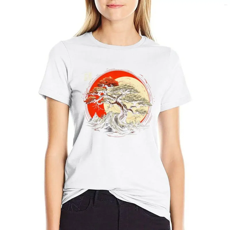 Polos pour femmes Zen bonsaï amoureux-arbre T-shirt chemises t-shirts graphiques vêtements féminins Kawaii vêtements T-shirt femmes