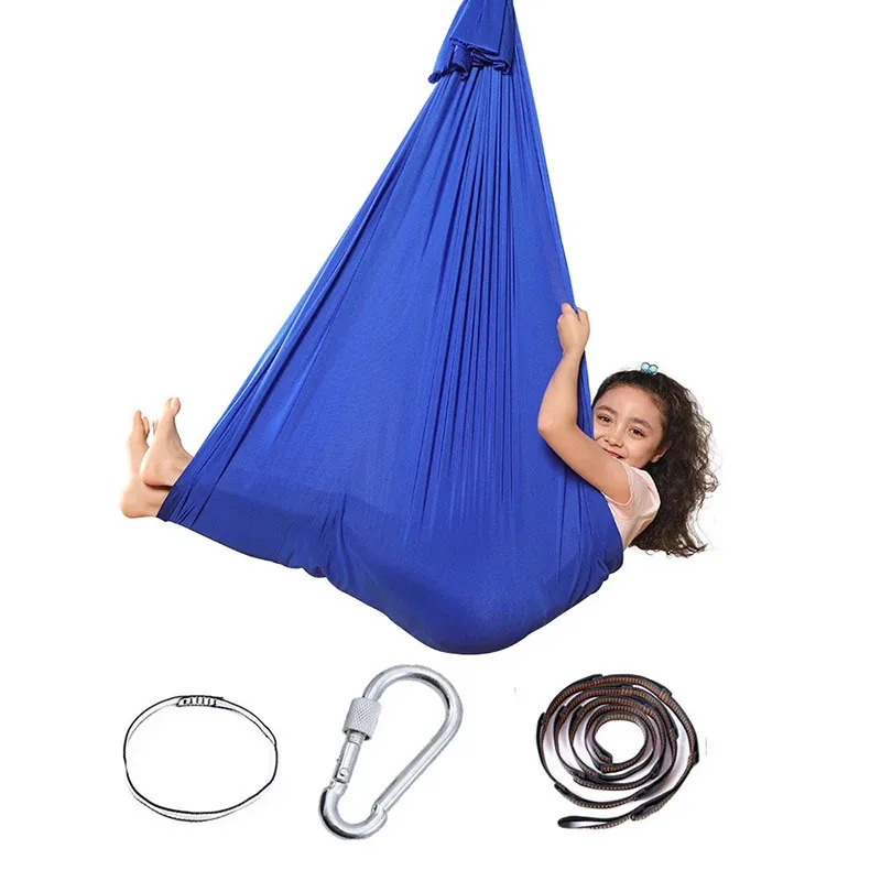 Kinderen Volwassen Katoen Outdoor Indoor Schommel Hangmat Voor Knuffelen Tot Zintuiglijke Kind Therapie Zacht Elastisch Pakket Steady Seat 240123