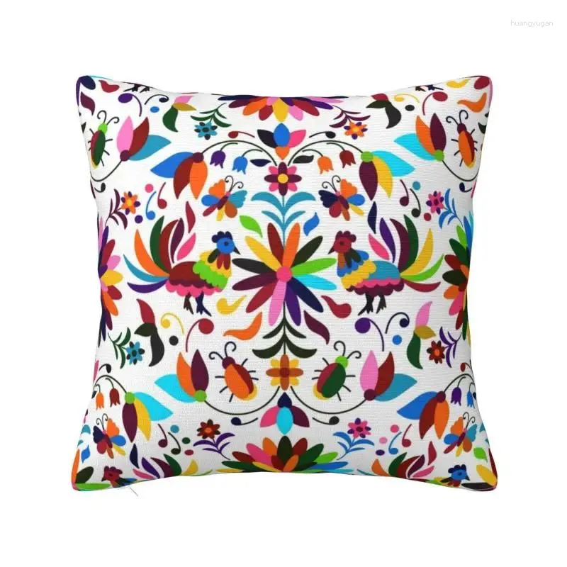 Travesseiro moda mexicano otomi viva capa 45x45cm veludo méxico flores textura caso para sofá quadrado fronha decoração de casa