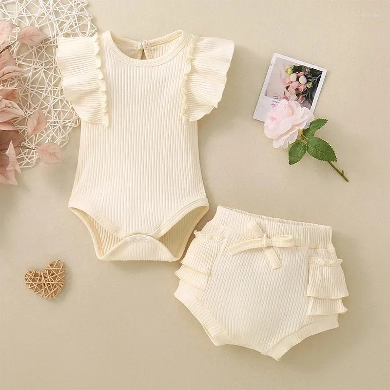 衣類セット幼児の女の赤ちゃん2pcs夏の服装の袖なしフラワープリントタンクトップ