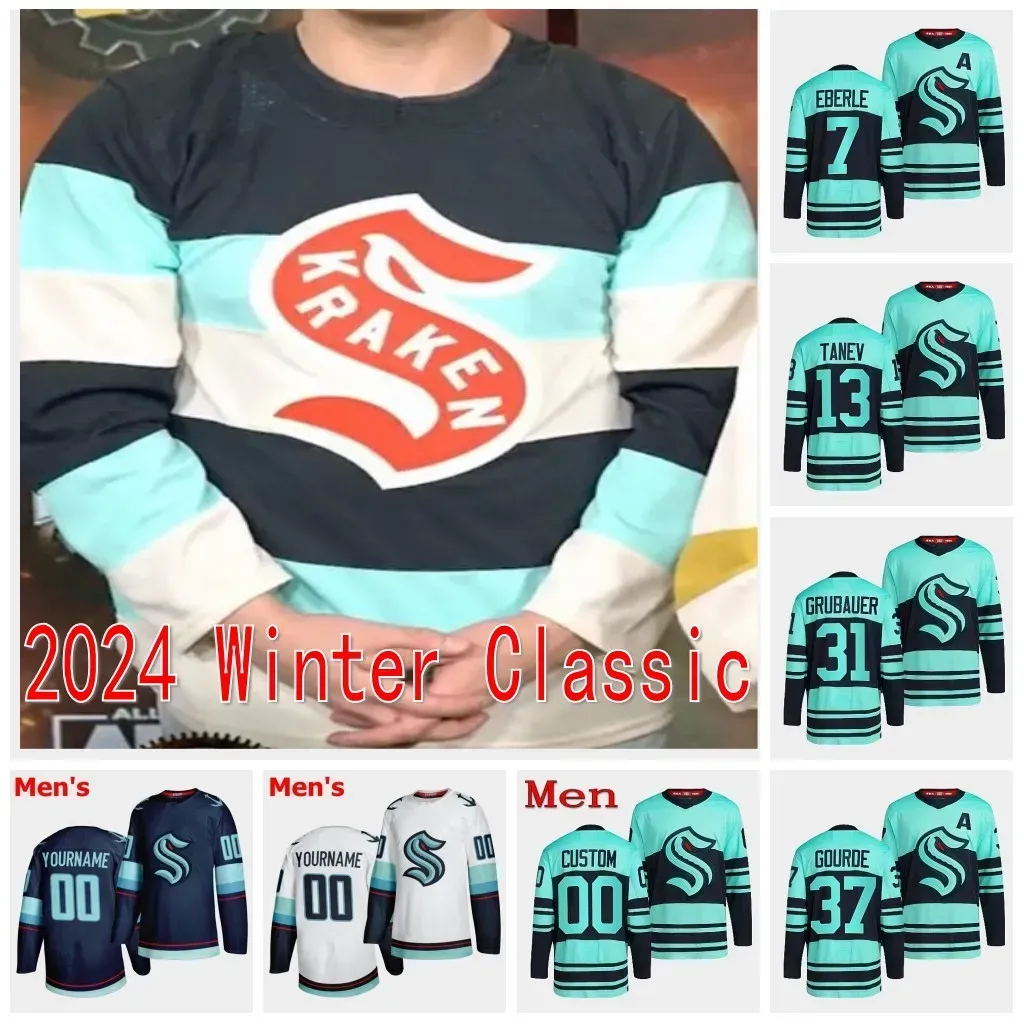 2024 Winter Classic kraken Hockey 19 Jared McCann Jersey 29 Vince Dunn 7 Eberle 10 Matty Beniers Yanni Gourde 22 Oliver Bjorkstrand 17 Jaden