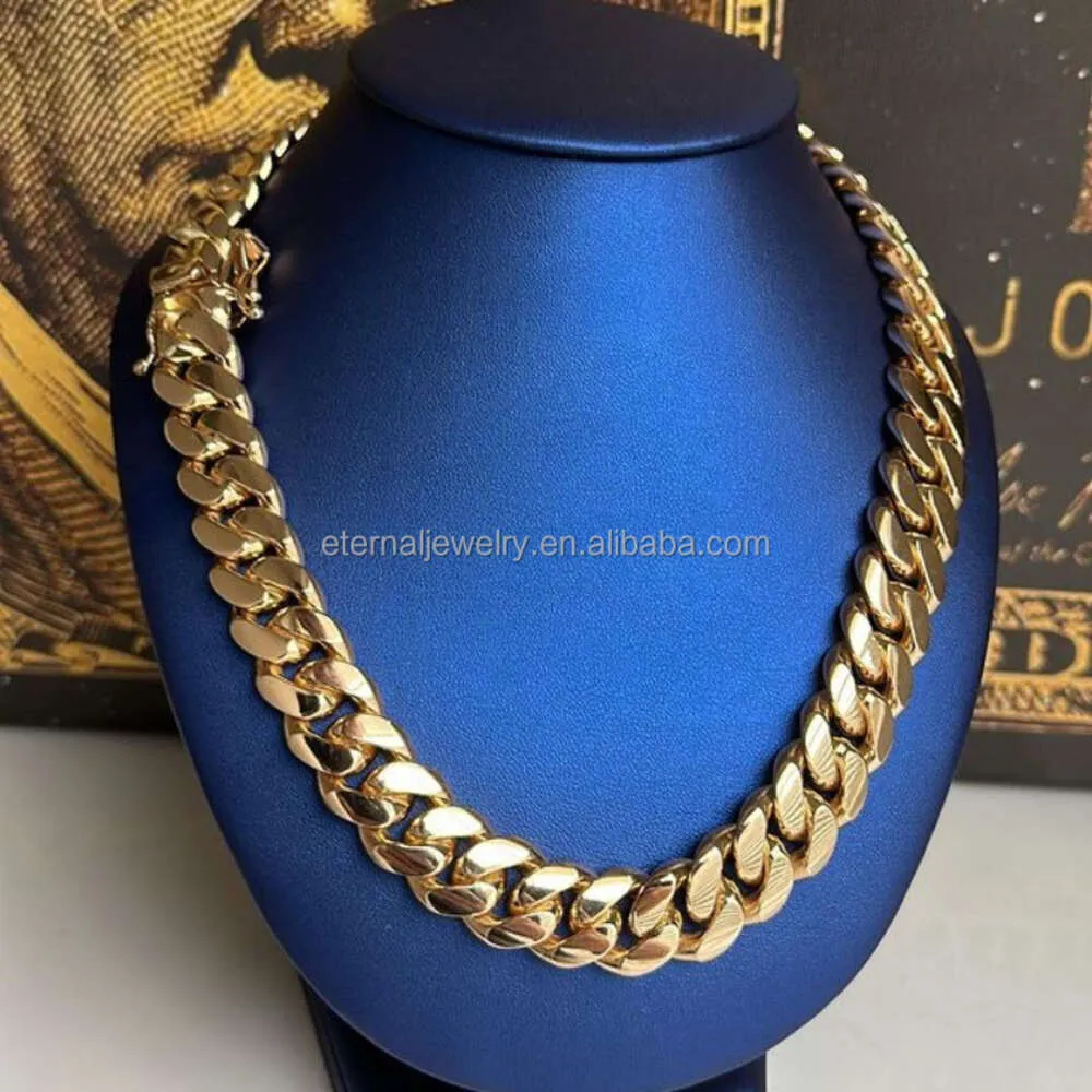 Factory Custom Hip Hop Real S925 Silver 9K 10 14K 18K Solid Gold Miami Cuban Link Chain