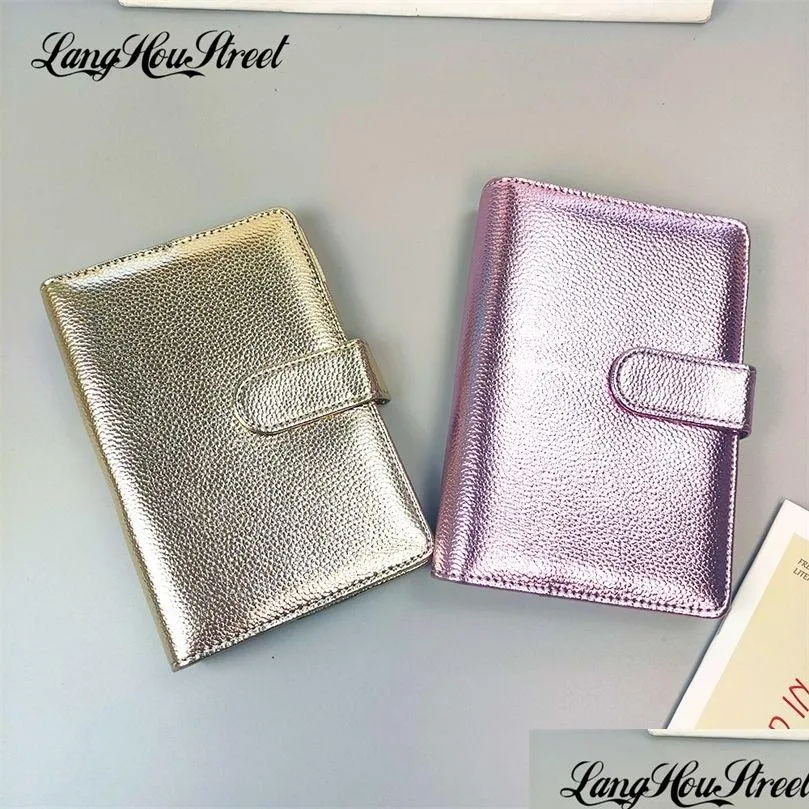 Blocco note all'ingrosso A5 A6 Pu Leather Loose Leaf Er Colorf Texture Raccoglitore ad anelli Planner Journal Budget Portafoglio Clip Notebook 220624 Drop D Dhqnz