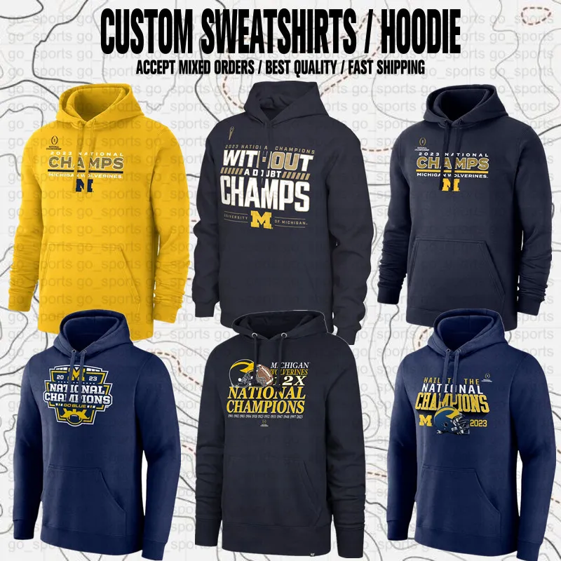 Fãs de marca personalizada EUA College Football 2023 National Champions Club Moletons esportivos de lã pulôver com capuz jaquetas casuais