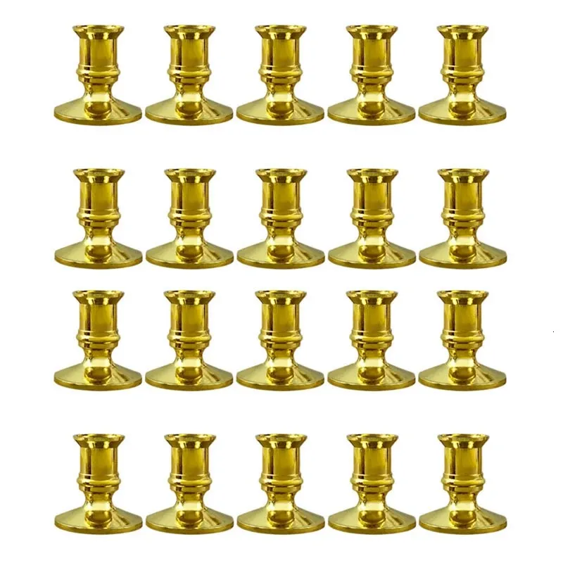 20X Gold Pillar Candle Base Taper Holder Candlestick Christmas Party Decor 240125