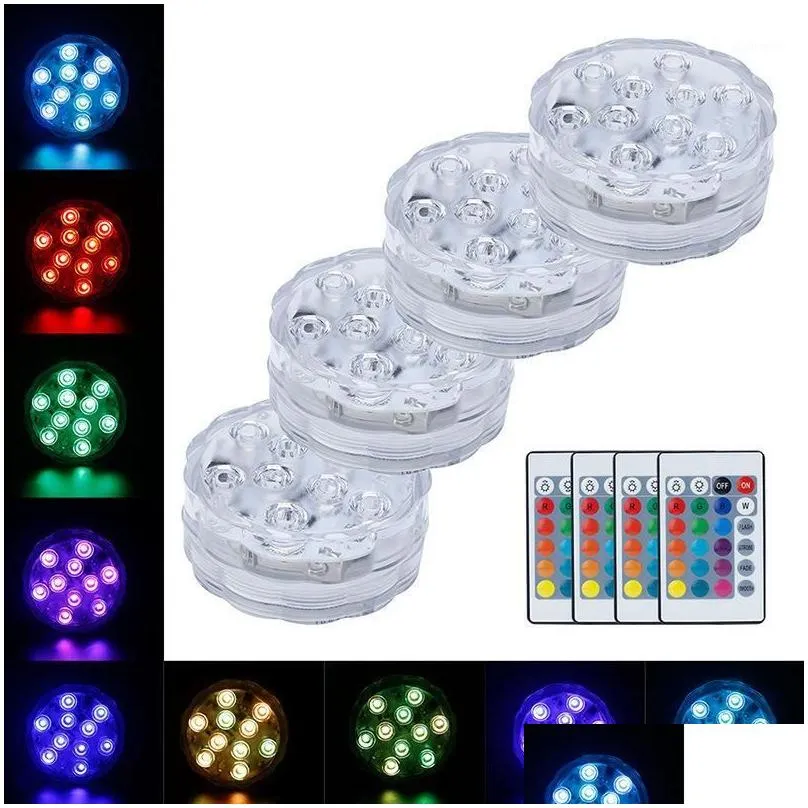 Pool & Accessories Remote Controlled Rgb Led Lamp Waterproof Pool Lights Ip68 Submersible Light Toy Underwater Swim Garden Party Decor Dh8N0