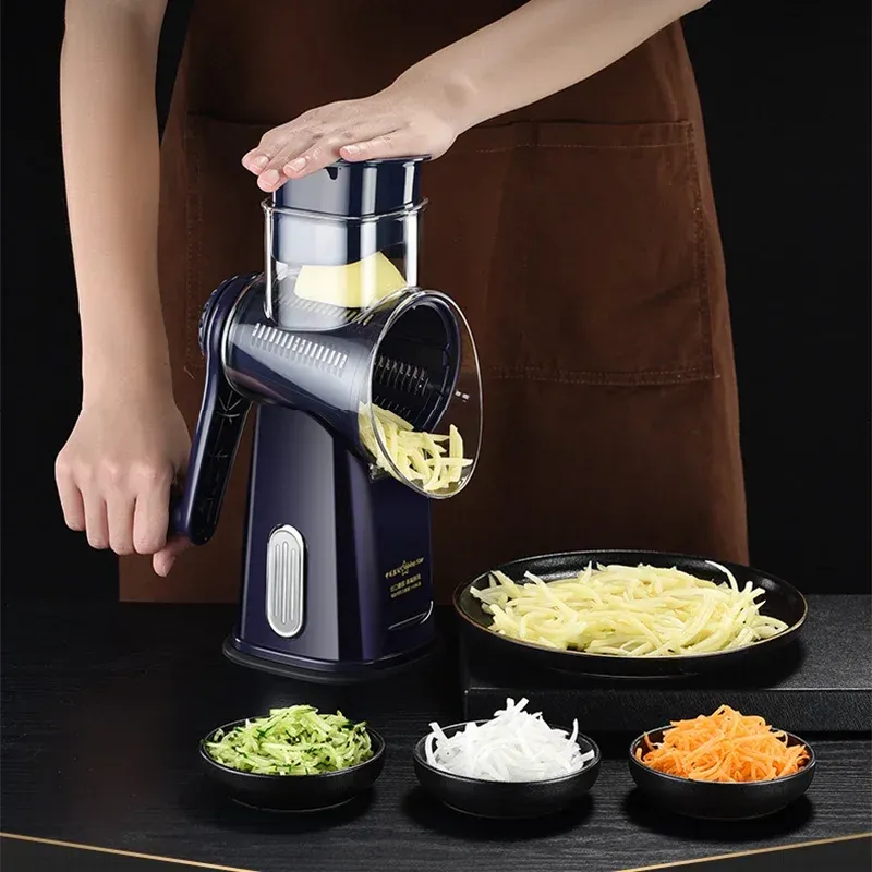 Mills Kitchen Veggie Chopper Multifunction Rotary Cheese Grater Manual Drum Grater Food Shredder Vegetable Slicer Cutter Meat Grinder