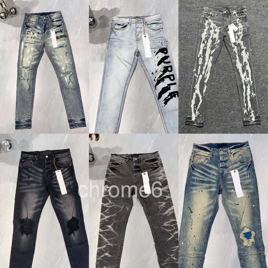 Diseñador para hombre Ksubi Jeans rasgados rectos regulares Hip Hop cintura lavada viejo largo negro apilado 4K08