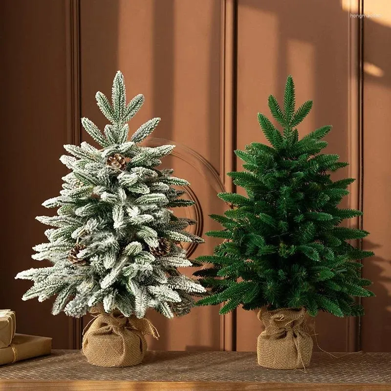 Decorative Flowers 45/60CM Mini Christmas Tree DIY Desktop Trees Decoration Year Gifts Home Decor Garden
