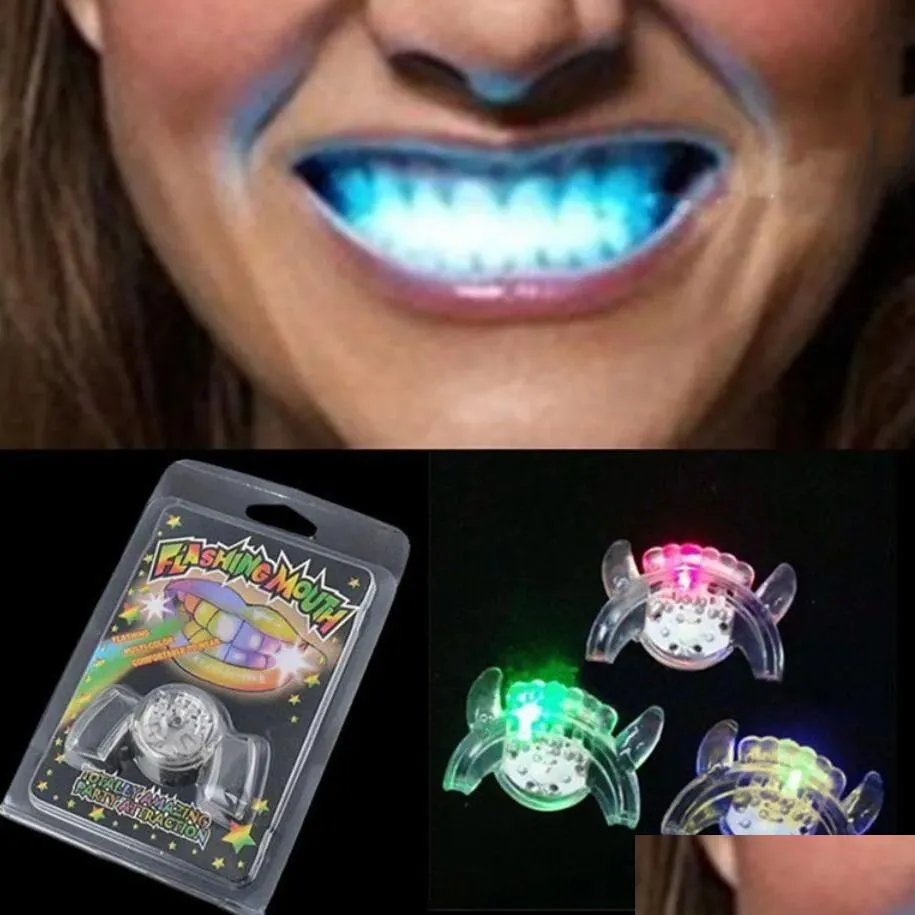 Autres fournitures de fête festives Glow Tooth Funny LED Rave Toy Light Enfants Enfants Jouets lumineux Clignotant Flash Brace Mouth Guard Piece Dh2Dp