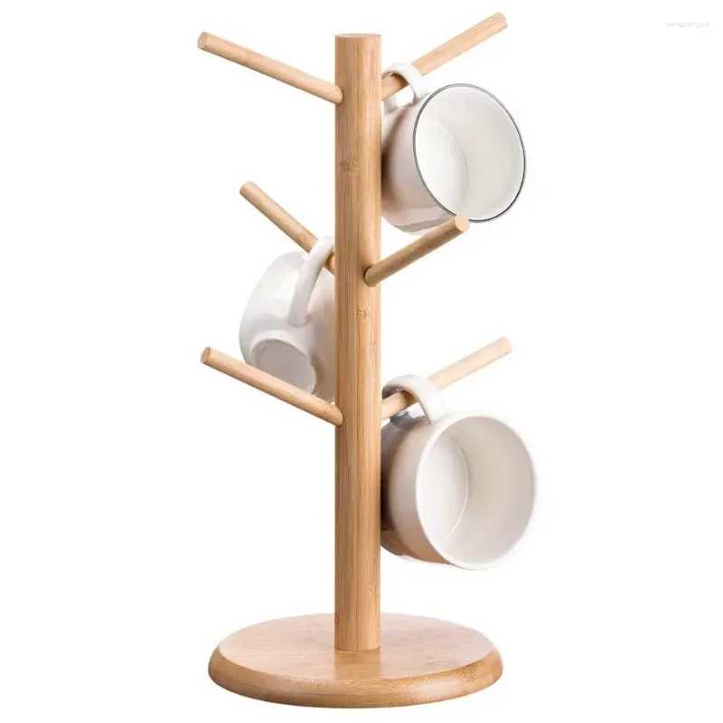 Kitchen Storage Water Cup Holder Detachable Coffee Mug Tree Rack Shelf With 6 Hooks Space-Saving Organizer For Home Bar Accessories