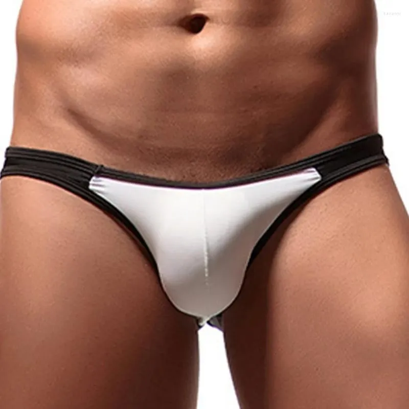 Underpants Men Sexy Low-rise Ice Silk Bulge Pouch Thong T-back G-string Underwear Underpant Men's U Convex Thin Low Wais