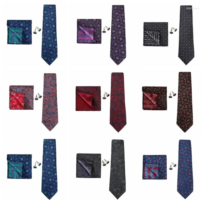 Bow Ties Microfiber For Men 7.5cm Blue Plaid Floral Wedding Tie Handkerchief Set Business High Quality Luxury Necktie Pocket Square
