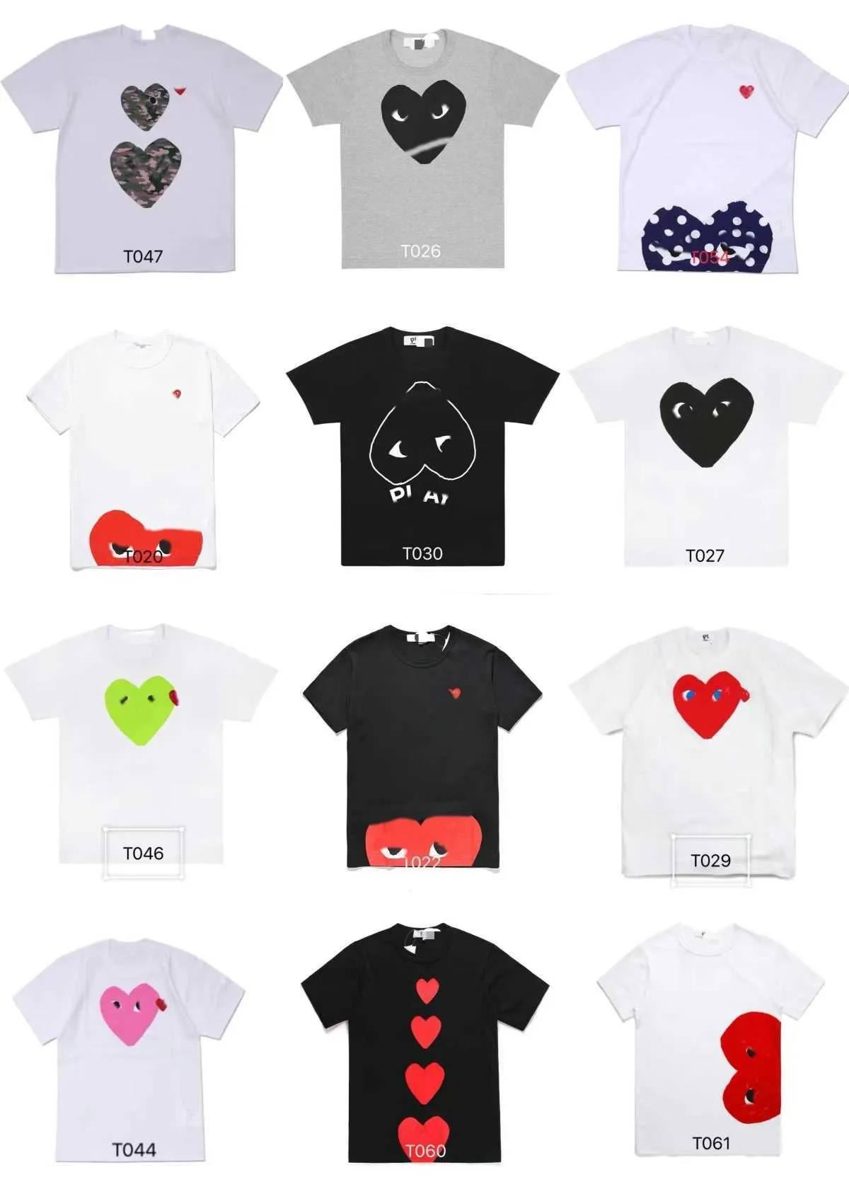 Mode Herren Play T-Shirt Designer Red Heart Shirt Commes Casual Damen Shirts Des Badge Garcons Hohe Quanlity T-Shirts Baumwolle Stickerei Top e7GHS