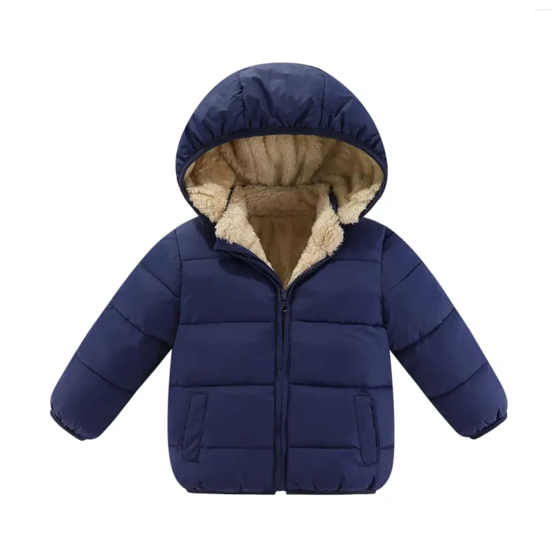 Casaco para baixo roupas jaqueta de inverno chapéu destacável meninas meninos ao ar livre crianças colete quente com capuz adequado para 1-8 anos de idade lã