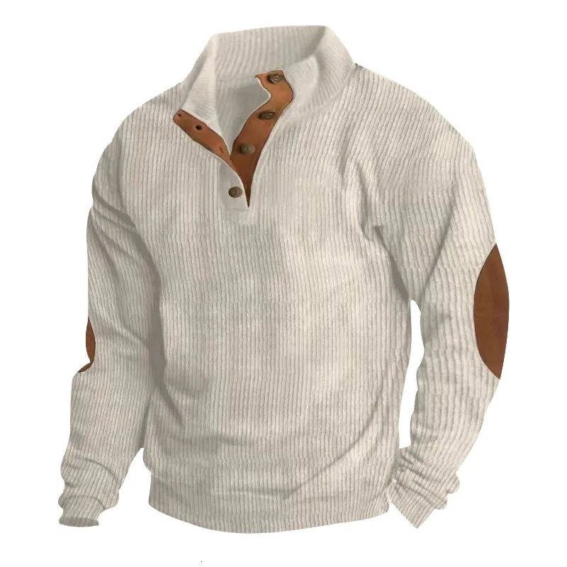 Autumn Mens 5XL Casual Standing Neck Long Sleeve Pit Corduroy Sweater in Stock 240123