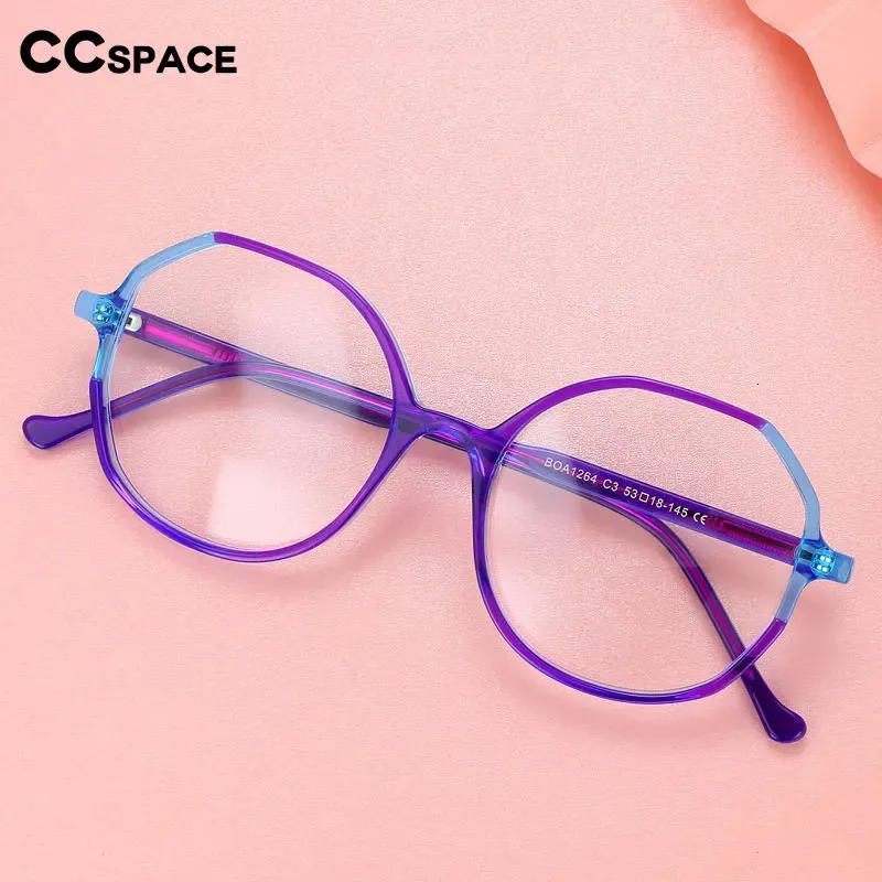 55913 Två färgacetatfiber Spectacle Frame Women Anti Blue Glasses Frames Spring Hinges Female Cute Recept Eyewear 240118