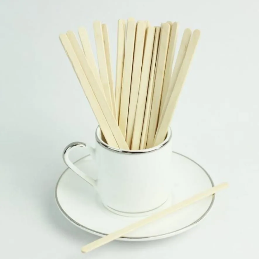 5000 stycken 14 cm engångs naturliga träkaffe omrörare 5 5 trärör Popsicle Cupcake Sticks Cafe Coffee Shop 241o