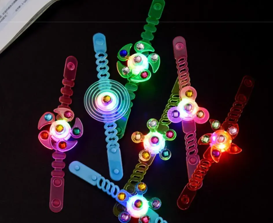 Light Up Toy Party Favors LED Fidget Bracelet Glow Necklace Gyro Rings Kid Adults Finger Lights Neon Birthday Halloween Christmas Goodie Bag Stuffers