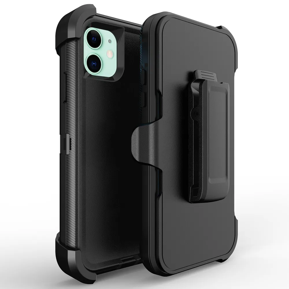 Custodia combinata con fondina protettiva ibrida rigida per tutto il corpo 3 in 1 con clip da cintura per cavalletto per iPhone 11 Pro max, iPhone 11 6.1/Pro 5.8, XS, XR, XS Max