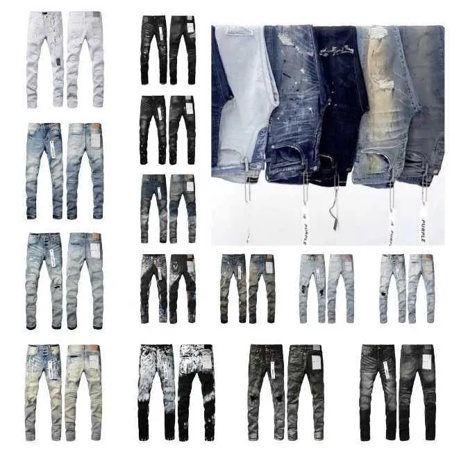 Diseñador para hombre Pantalones vaqueros morados High Street Ksubi Hip Hop Rip Hole Stack Patch Denim Pierna recta Empalme de moda Hacer viejos pantalones casuales para correr al aire libre