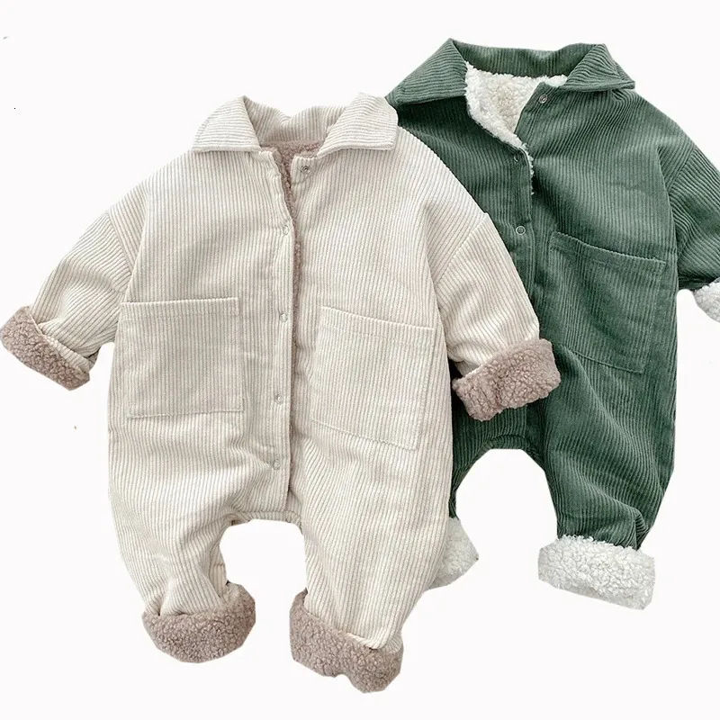 Babykläder overaller vinterflicka förtjockar romper corduroy jumpsuit barn pojke kläder småbarn bodysuit födda 240122