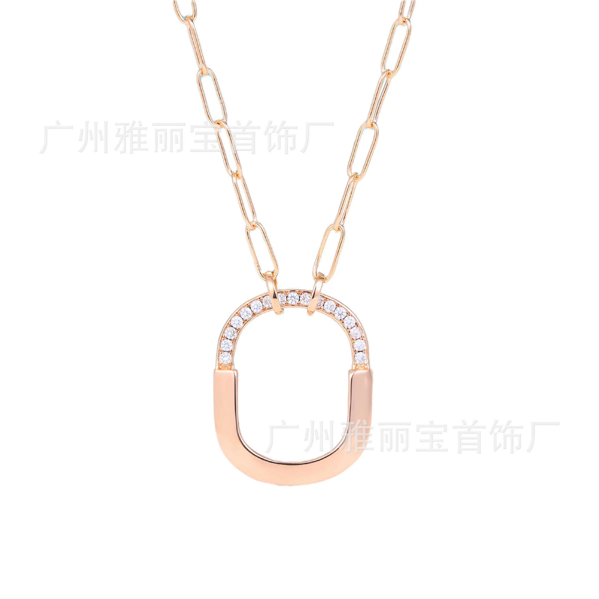 Designer Brand Tiffays Lock Series Collier de verrouillage moyen avec placage en or 18K et diamants en cuivre blanc élégant chaîne de cols polyvalents personnalisés avec logo