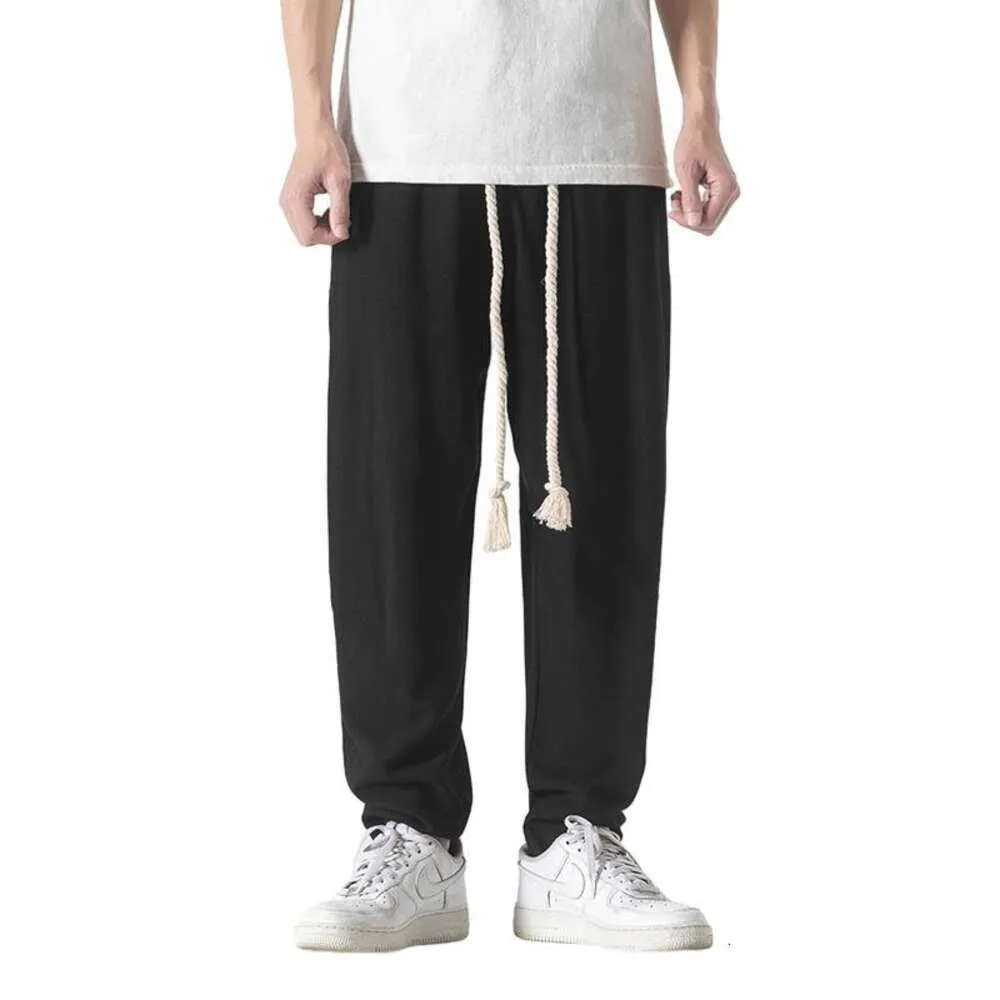 New Chinese Style Men's Cotton Linen Pants For Spring And Autumn, Japanese Lantern Pants, Oversized Loose Casual Wide Leg Pants