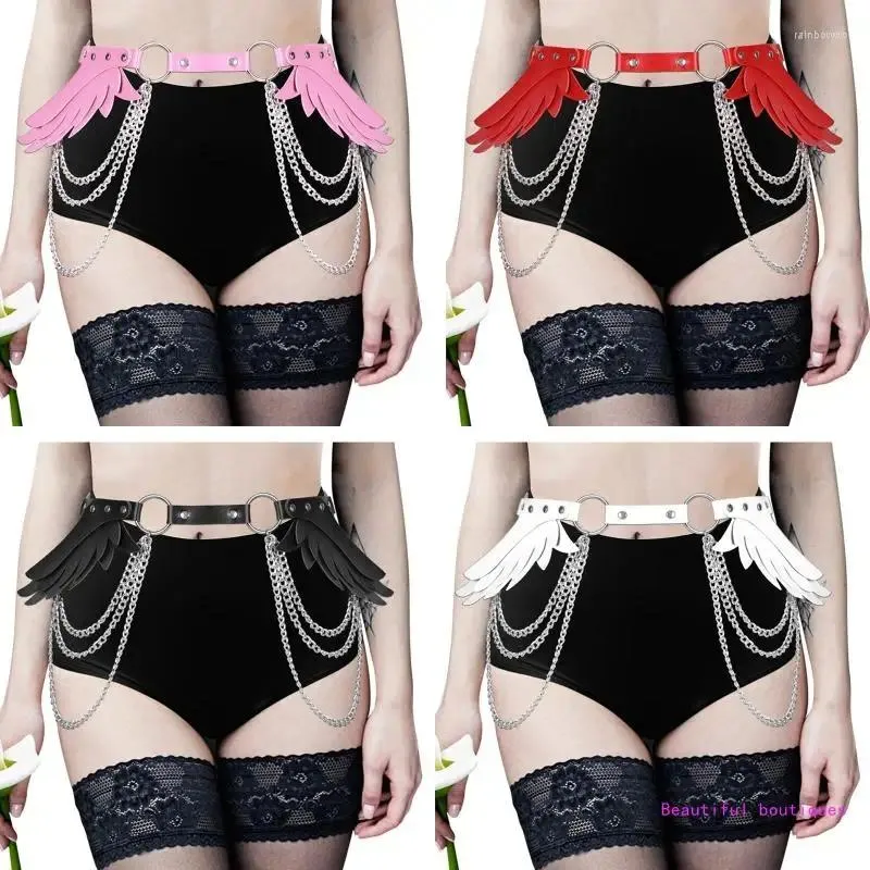 Cinture Cintura gotica da donna in vita per catena con decoro ali con DropShip regolabile