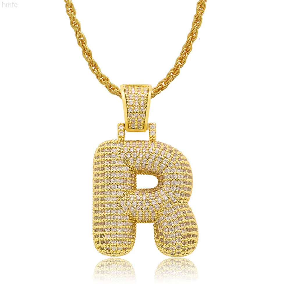 Großhandel Gold Hiphop Iced Out Zirkonia Diamant Mikro Gepflastert Männer Alphabet 26 Anfangsbuchstaben Anhänger Halskette