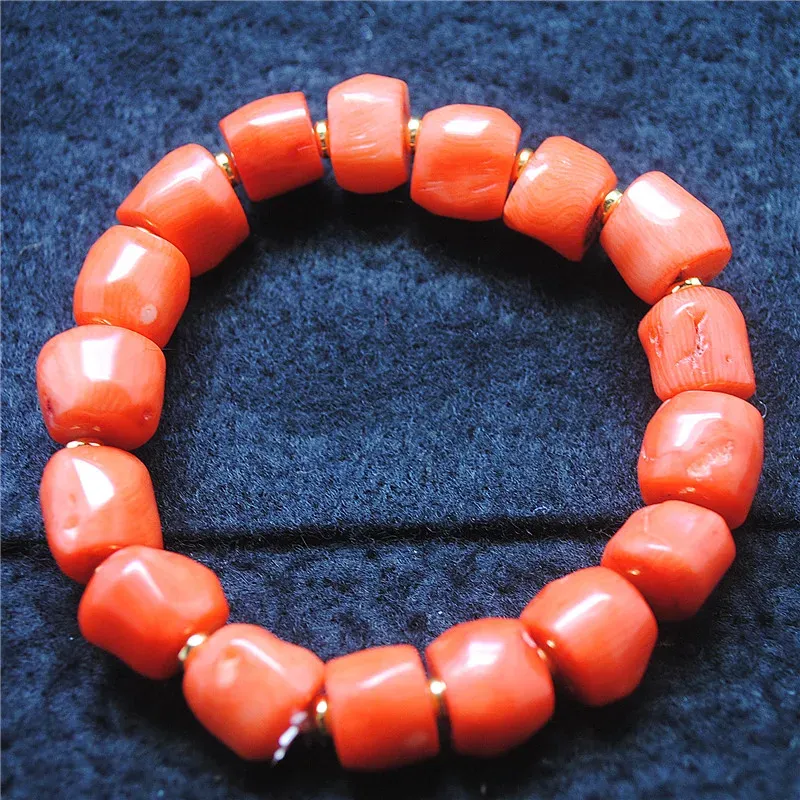Bracelets 1 pièce Bracelets en corail naturel avec fil élastique pour vêtements de fête à la mode, bijoux uniques de 18CM de longueur avec prix de gros