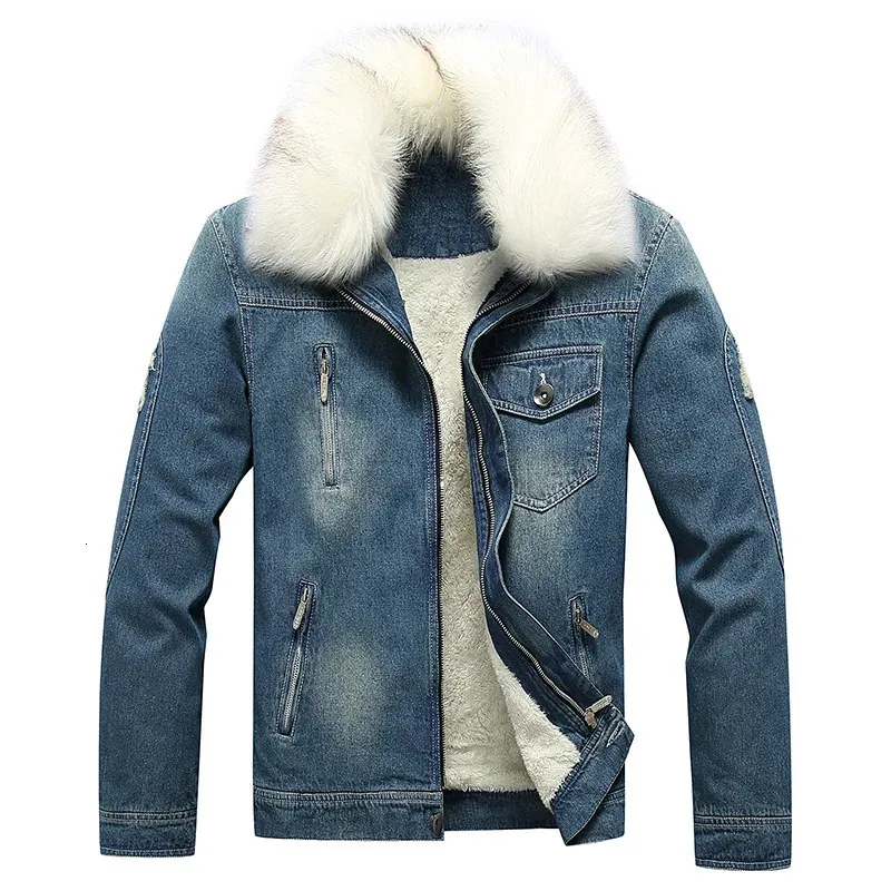 【サイズ交換OK】 Winter Men's Thicker Fleece Lining jacket denim jacket Clothing