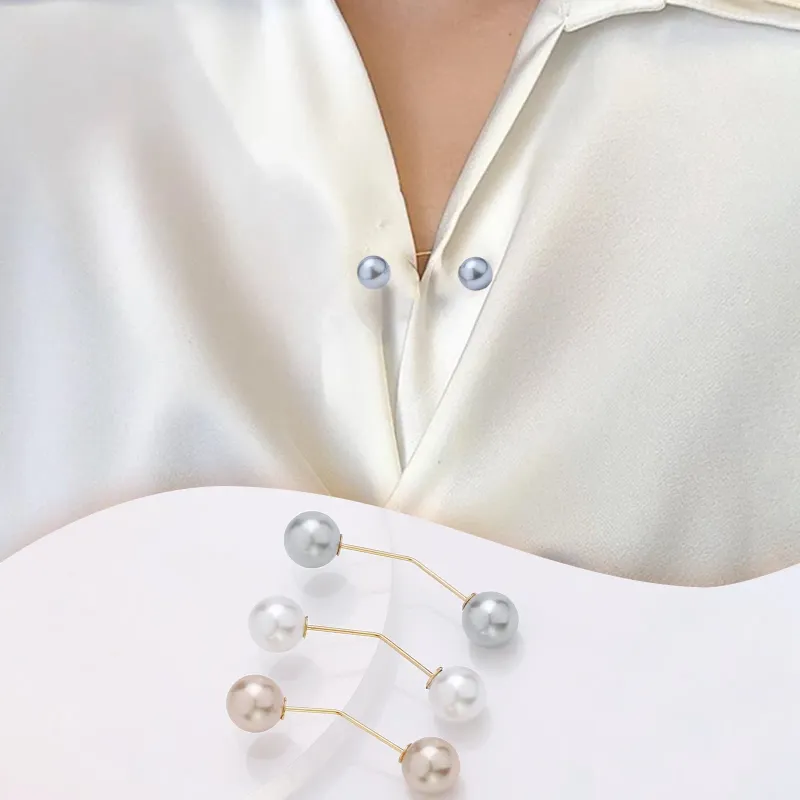 Broches 3 pièces Double perle broche broches Anti-décoloration exquis élégant pour les femmes pull Cardigan Clip manteau robe d'été bijoux